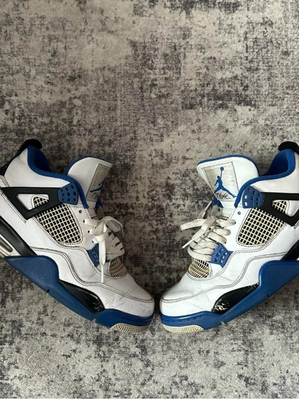 Jordan White and Blue Retro Basketball Sneakers